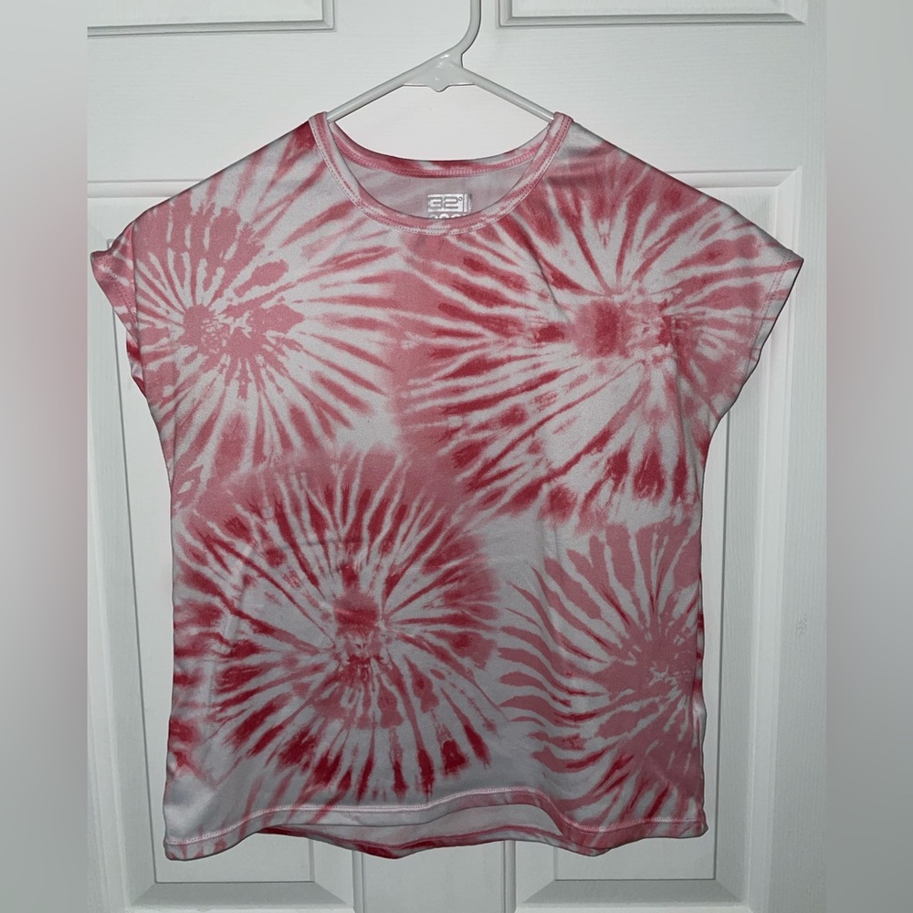Girls 32 Degrees Red and White Tie-Dye Short Sleeve Tee